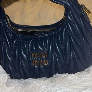 Vintage Dark Blue Quilted UNBRANDED mini Bag